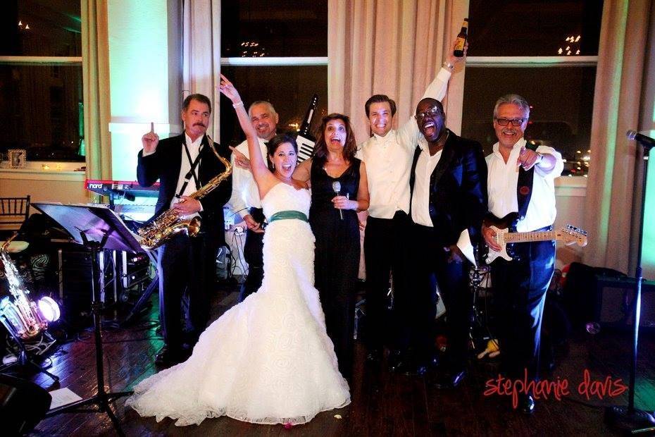 Newlyweds with the band