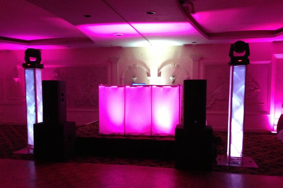 DJ station with uplighting