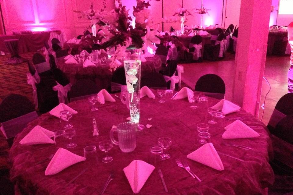 Wedding decor with uplighting