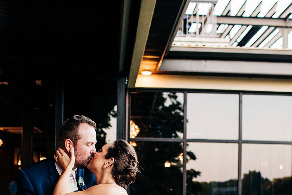 Windows open to covered patio