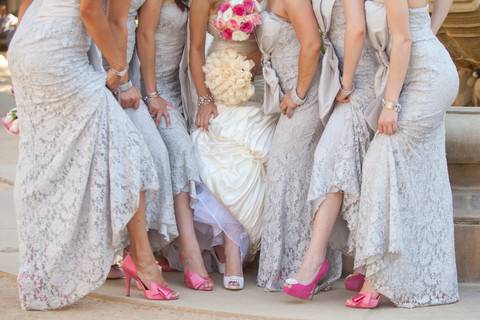 The bride with her bridesmaids