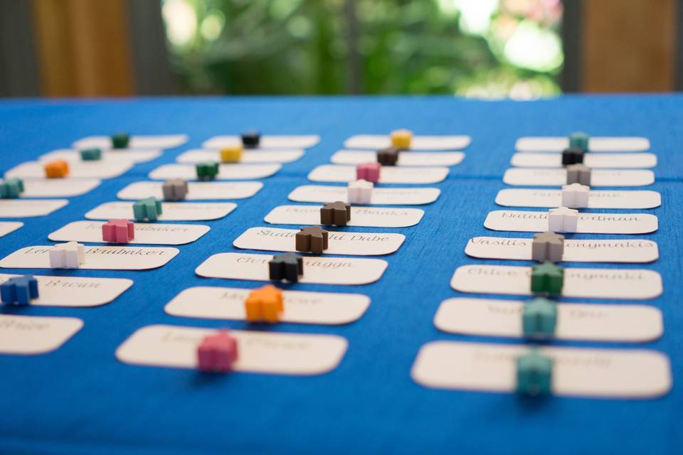 Meeple Seating Cards. photo Credit: Naomi Yata