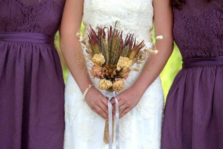 DIY dried flower bouquets. Photo Credit: Meg & Seb