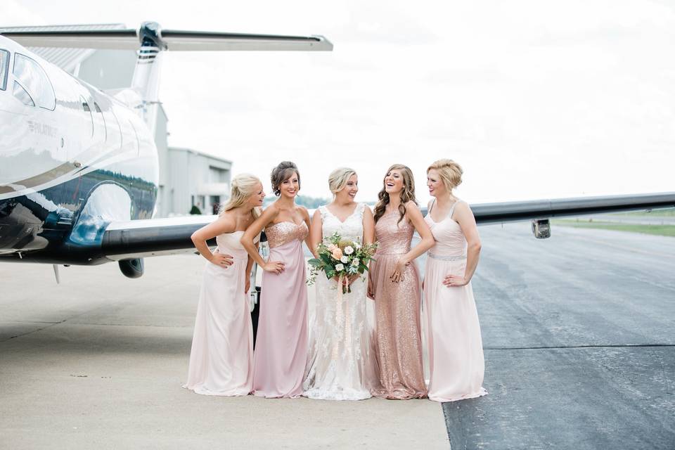 Bride and her bridesmaids