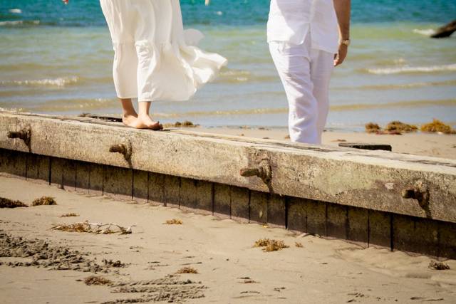 Couple walking on the beach