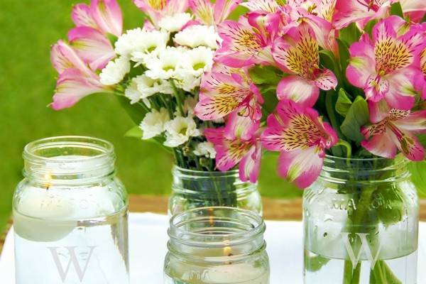 Personalized Mason Jar Vase Collection (Set of 4) http://www.littlethingsfavors.com/pemajarvacos.html