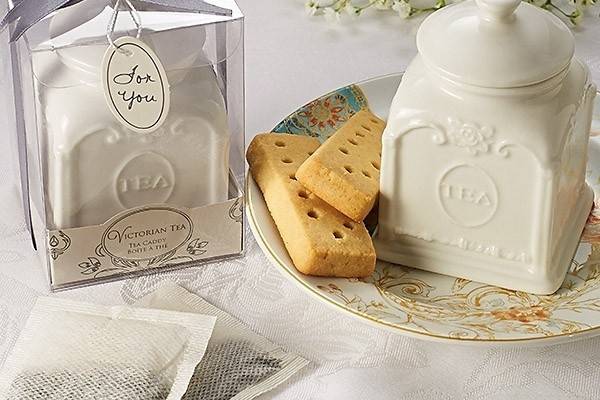 Our Victorian Tea Porcelain Tea Caddy Favors are especially perfect for vintage-inspired tea party bridal showers and are sure to make great keepsake gifts!