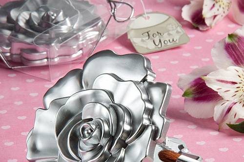 Realistic Rose Design Compact Mirror Favors