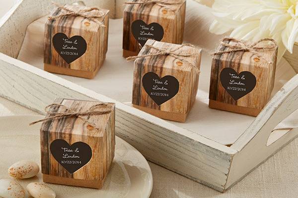Hearts in Love Rustic Favor Boxes (Set of 24)