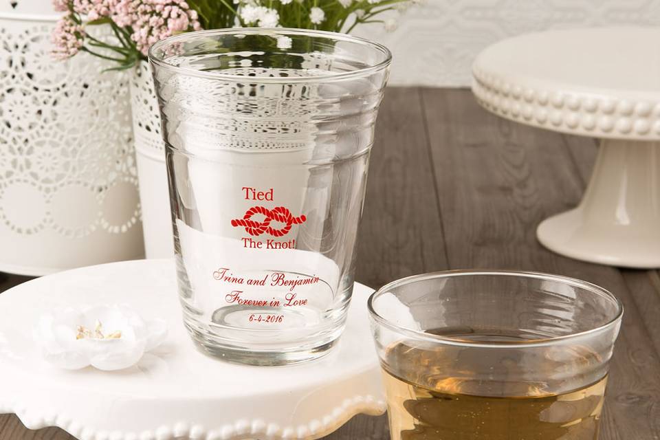 Personalized Glass Party Cups, Wedding Favors