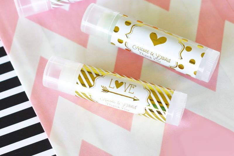Personalized Gold or Silver Foil Lip Balm Favors