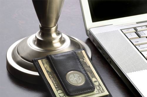 Personalized Leather Money Clip (Brown or Black)