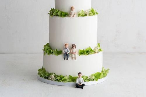Blended Family with children wedding cake topper