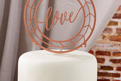 Copper Love Wedding Cake Topper