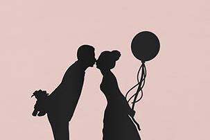 Bride & Groom Silhouette Wedding Cake Toppers