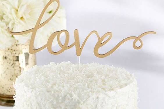 love gold wedding cake topper