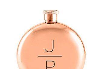 Rose Gold Round Hip Flask, Monogrammed, Bridesmaid Gifts
