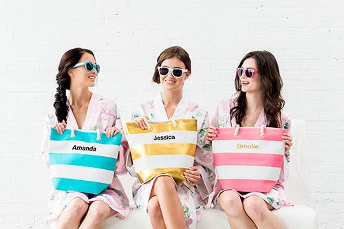 Personalized Striped Tote Bags, Bridesmaid Gifts