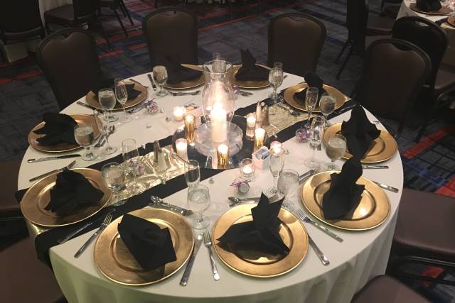 Table display - ivory, gold & black