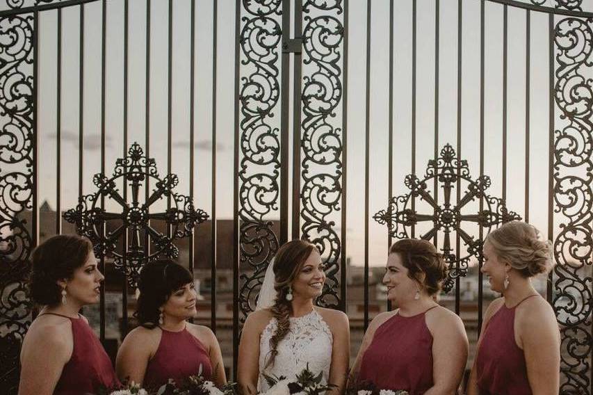 Bride and bridesmaids