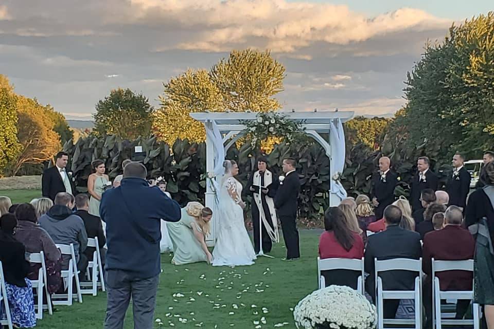 Fall wedding pergola