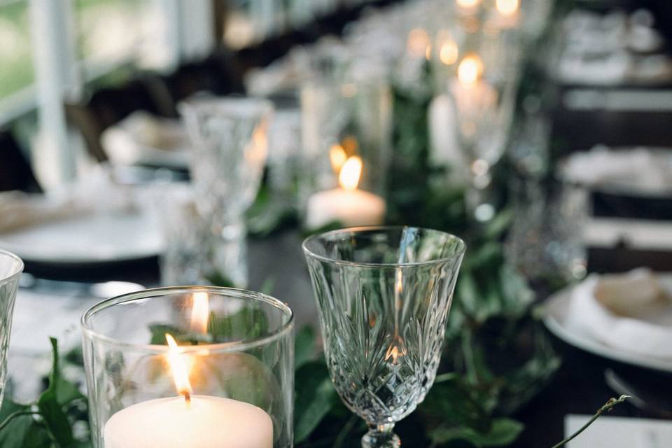 Candles and greenery