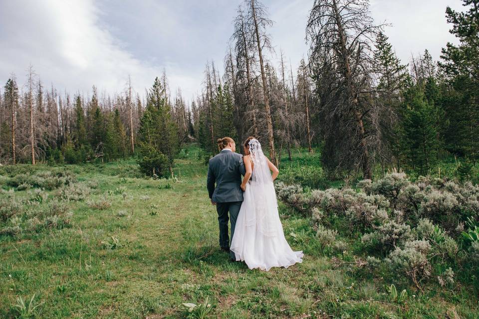 Walking newlyweds