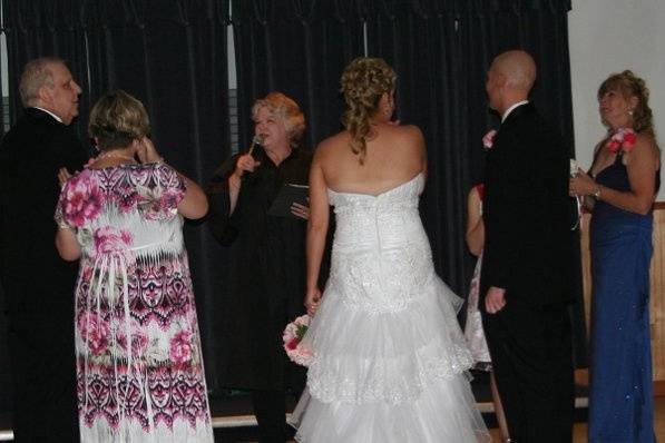 Debbie and Troy in a garden ceremony at the home of the groom's parents