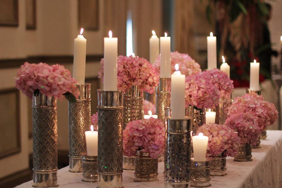Candles and floral display