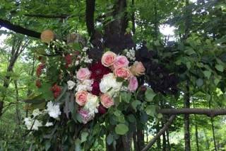 Flower arrangement on a tree