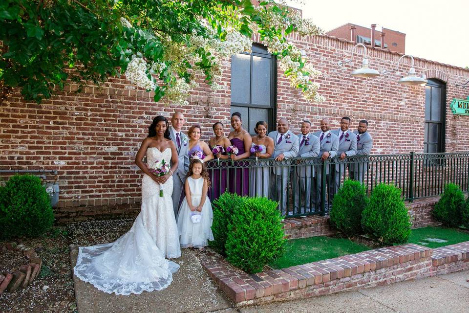 The bride and her bridesmaids