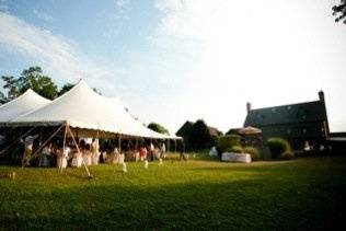 A View of the main house with the the reception tent.