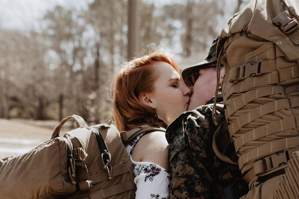 Homecoming kisses on Camp Lejeune, NC
