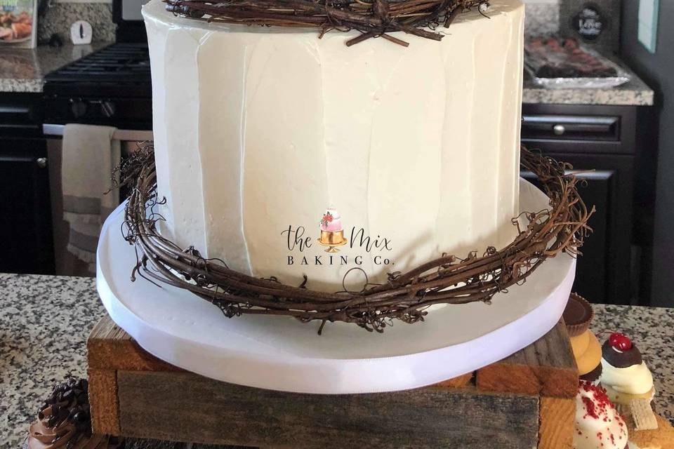 Rustic textured buttercream wedding cake