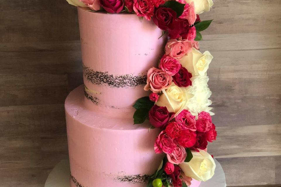Semi naked rose blush pink Cake
