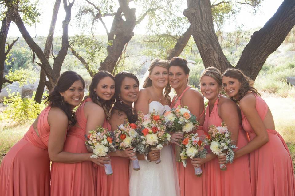 Bride with bridesmaids