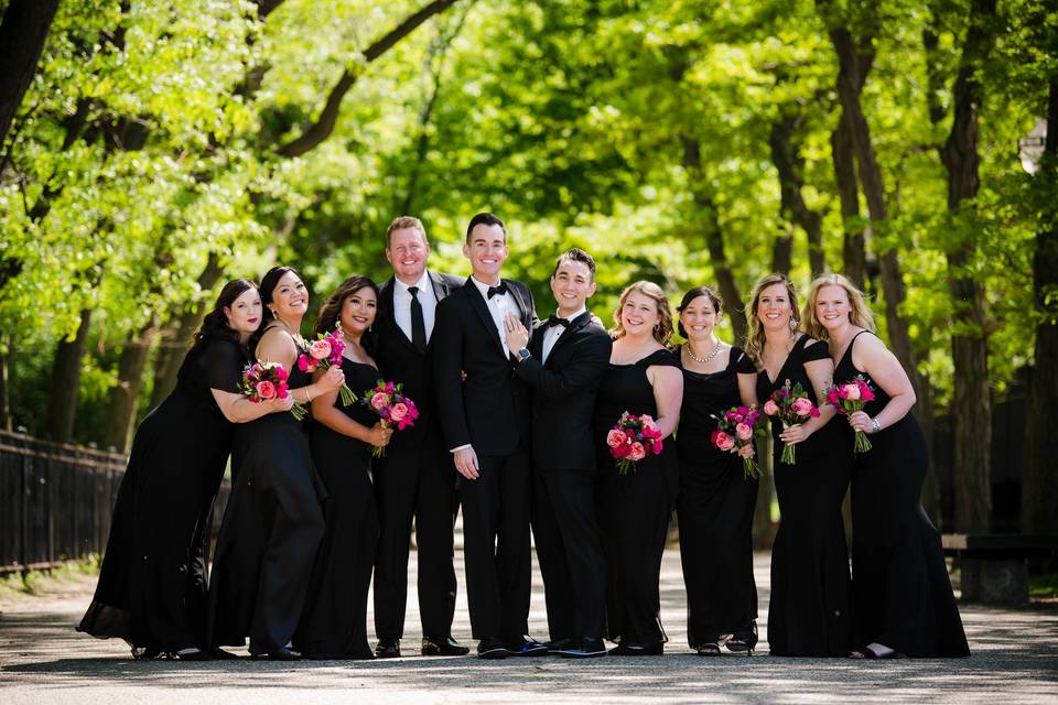 Fun wedding party photo