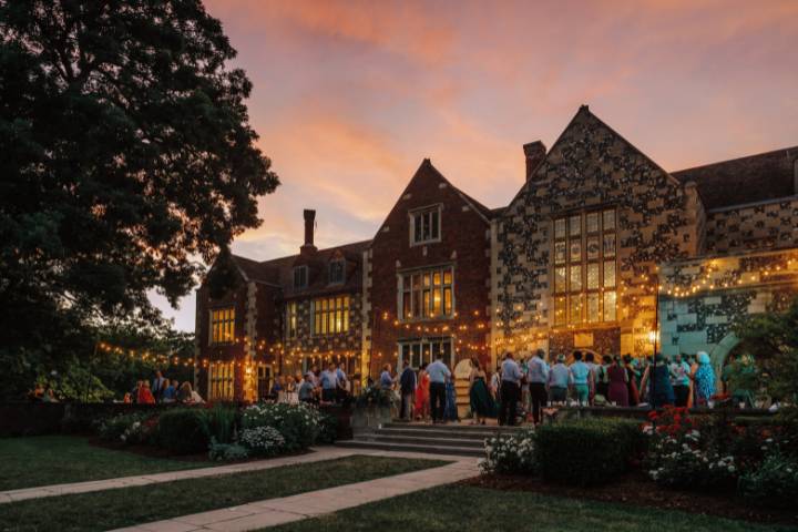 Reception under bistro lights