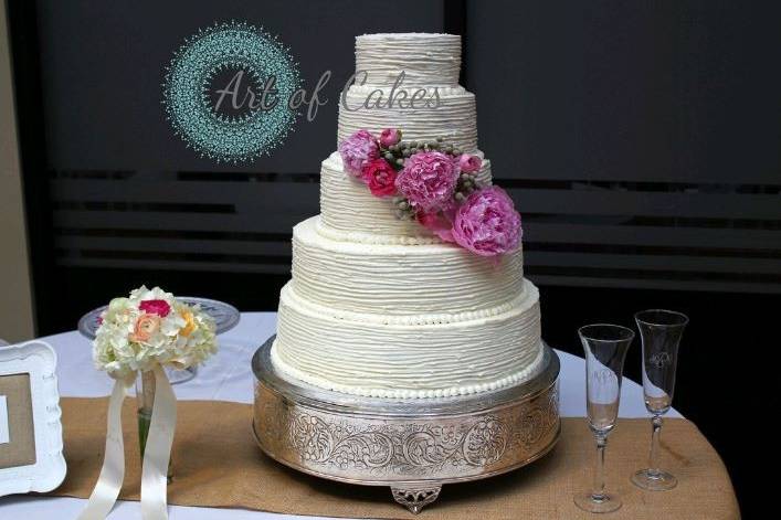 Five tier white cake
