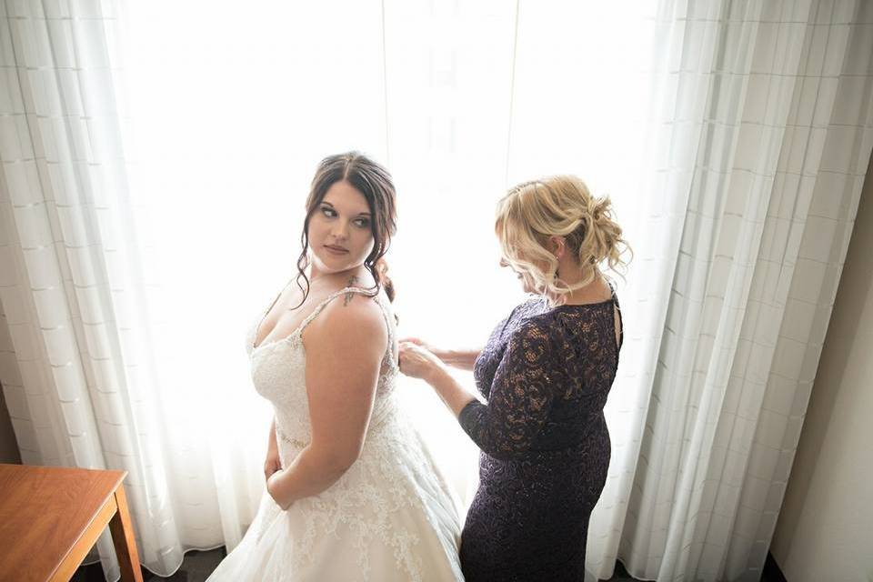 The bride preparing