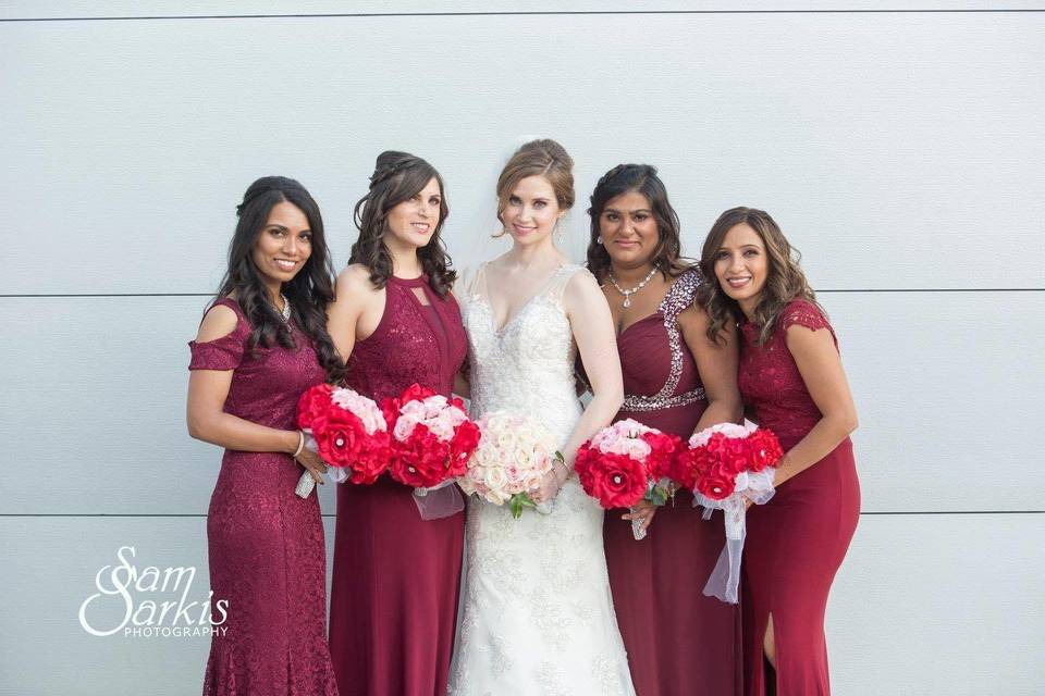 The bride and bridesmaids