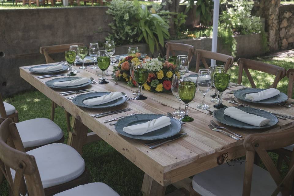 Table setup with centerpiece