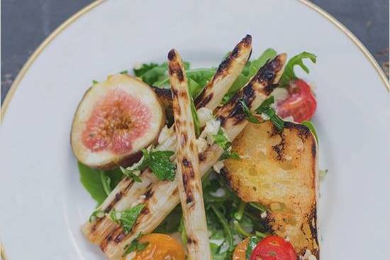 white Asparagus Salad. Photo by Jessica Bordner Photography.