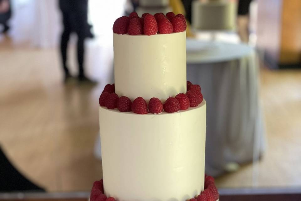 Three tier with raspberries