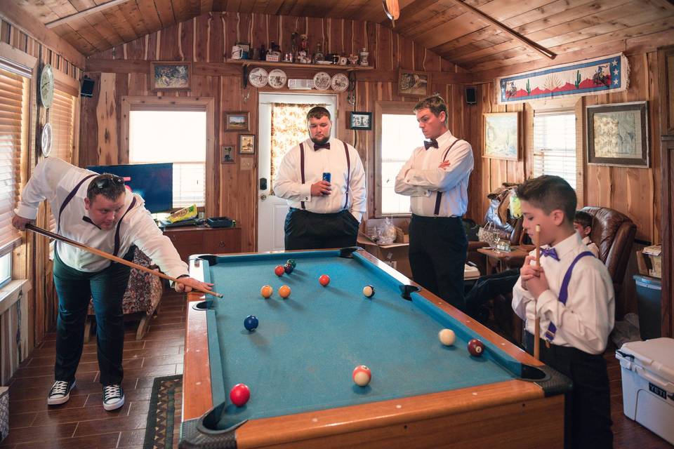 Groom's cabin pool table