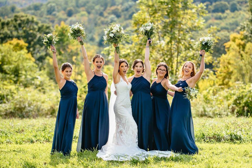 The bride and bridesmaids