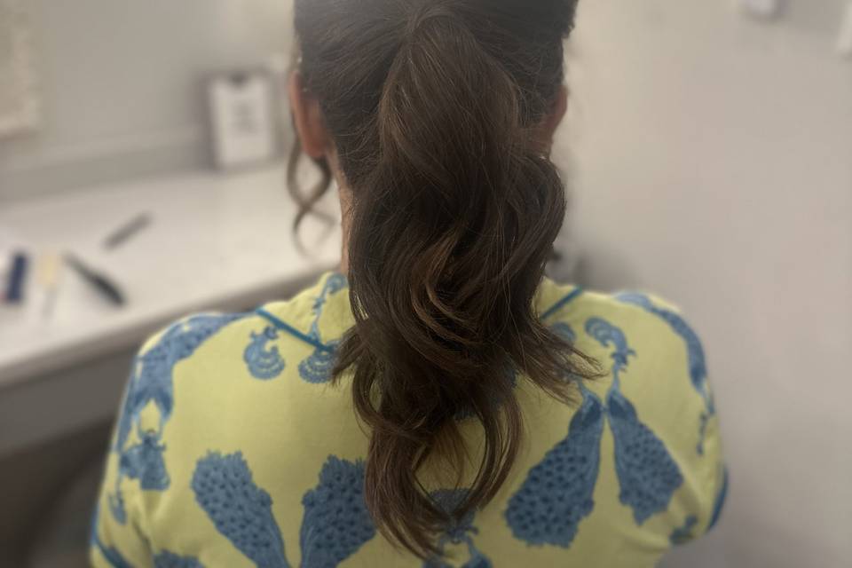 Ponytail on bridesmaid