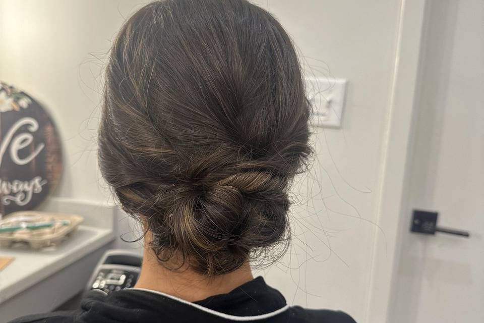 Updo on bridesmaid