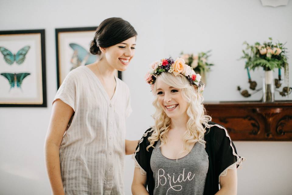 Bride and her bridesmaid