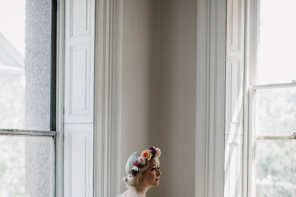 Bride in her wedding gown